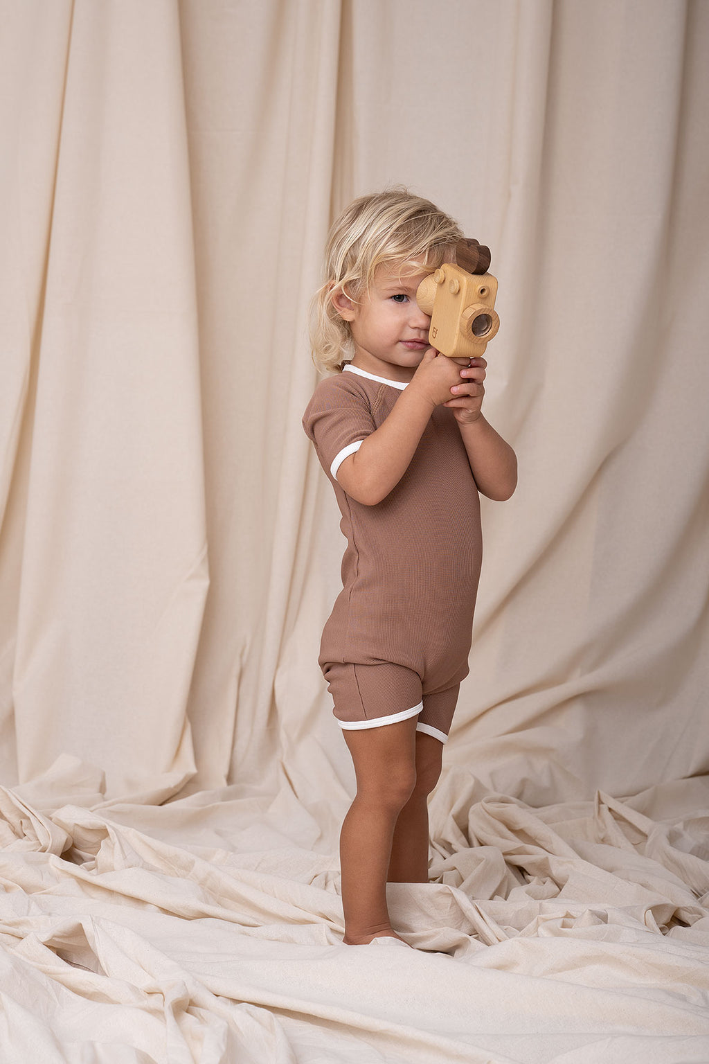 Ribbed Onesie Swimsuit Kids - Cocoa Creme