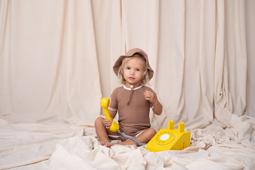 Ribbed Baby Swim Hat - Cocoa Creme