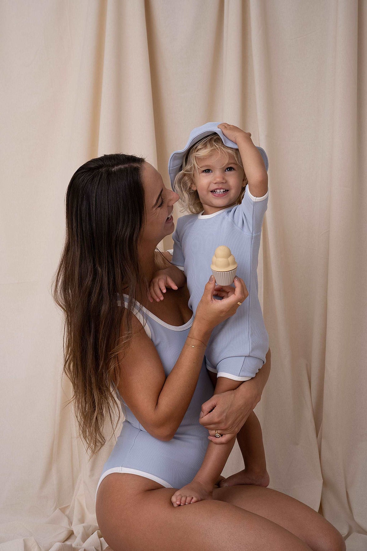 Ribbed Onesie Swimsuit Kids - Zen Blue