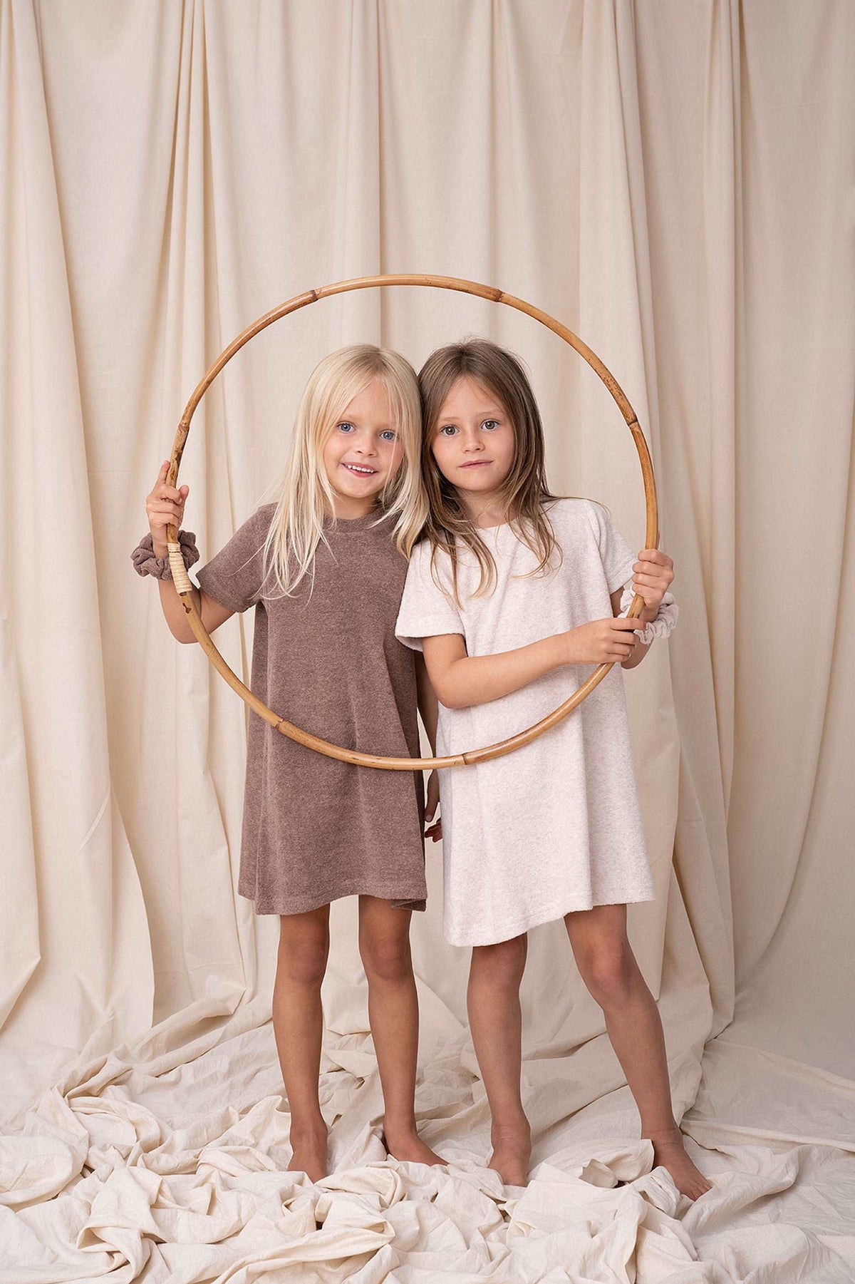 Terry Towelling Dress Girls - Oatmeal